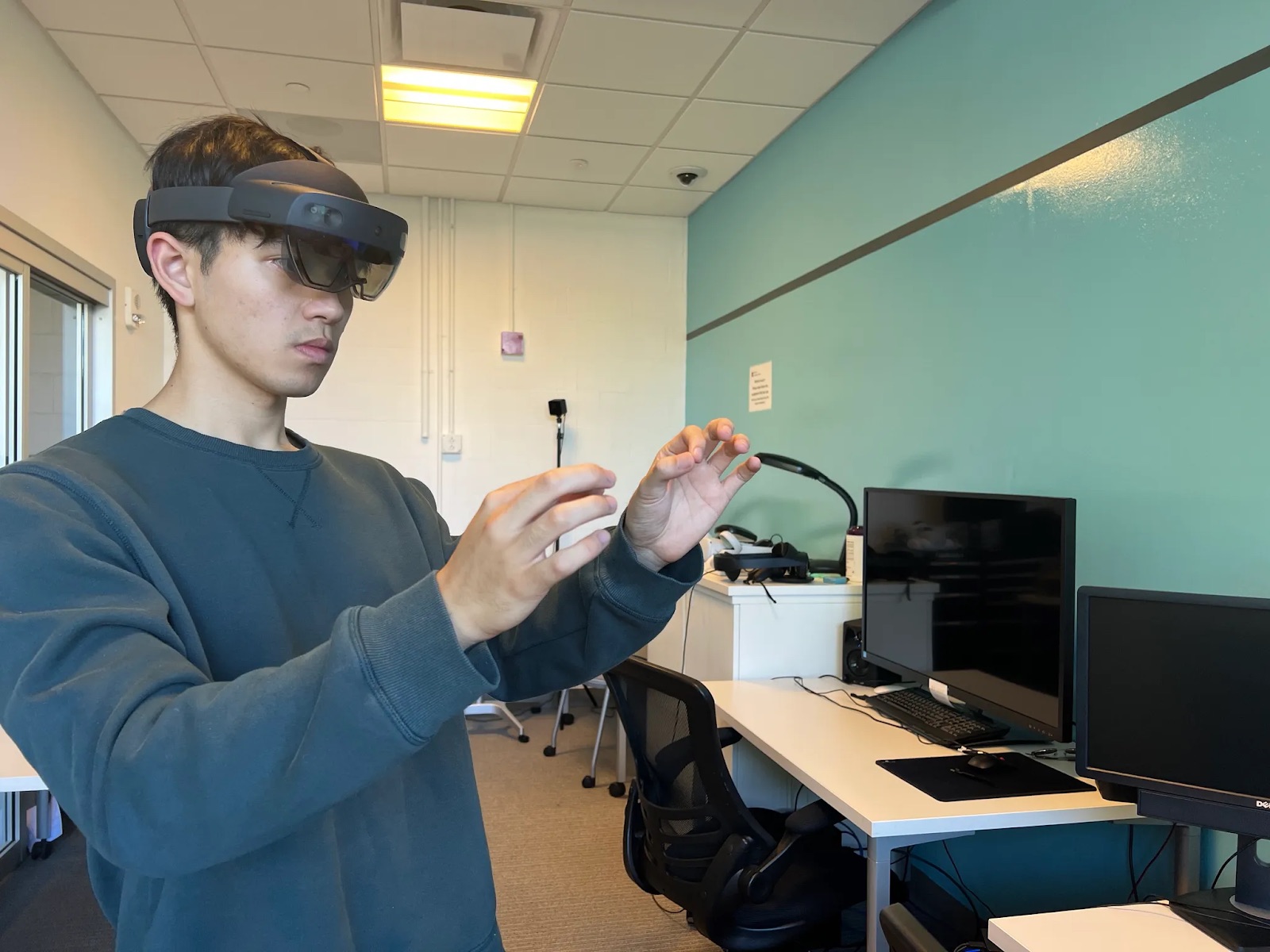 Testing an AR headset with hand-tracking gestures